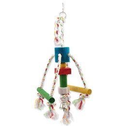 Hračka BIRD JEWEL chobotnička závěsná dřevo - provaz 29 cm