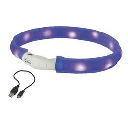 Nobby LED plochý svítící obojek pro psy modrý S 40cm