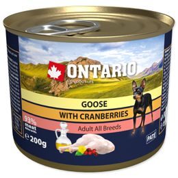 Konzerva ONTARIO Dog Mini Goose, Cranberries, Dandelion and Linseed Oil