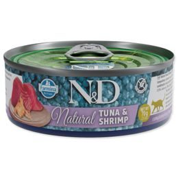 KONZERVA N&D CAT NATURAL TUNA & SHRIMP 70 GR