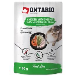 Kapsička ONTARIO Cat Herb - Chicken with Shrimps, Rice and Rosemary