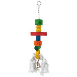 Hračka BIRD JEWEL rolnička závěsná dřevo - provaz 50 cm
