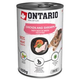 Konzerva ONTARIO Kitten Chicken, Shrimp, Rice and Salmon Oil 400g