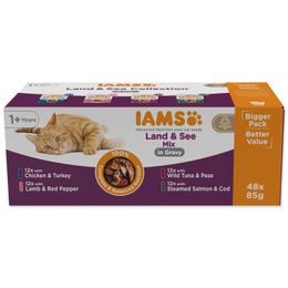 Kapsičky IAMS Cat výběr z mořských a suchozemských mas v omáčce multipack