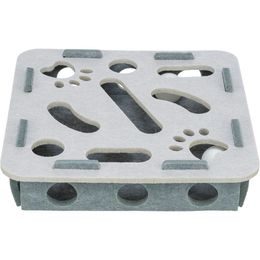 Interaktivní hra pro kočky Hole'n'Roll – box, ø 30 × 7.5 cm, filc, šedá