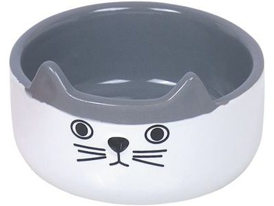 ZOO-PRODEJ | Nobby CAT FACE keramická miska pro kočky bílo-šedá | Nobby |  Keramické | Misky, fontány, zásobníky, Kočky | Široký sortiment