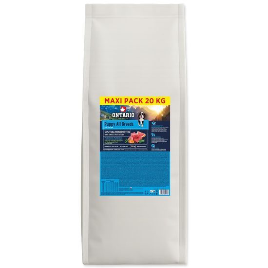 Krmivo Ontario Puppy All Breeds Monoprotein Tuna & Sweet Potatoes 20kg