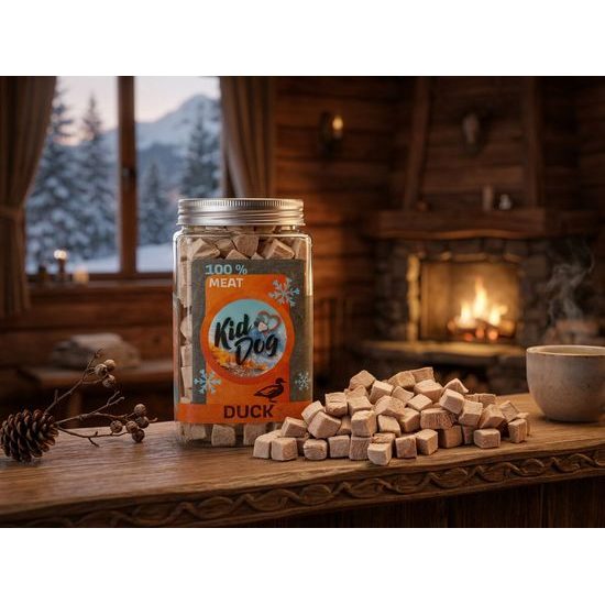 KIDDOG Super Premium 100% freeze dried DUCK CUBES - čisté kachní maso sušené mrazem 75 g