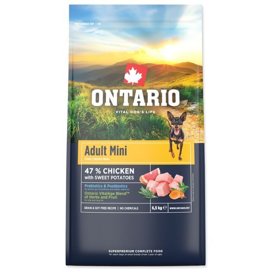 Krmivo Ontario Adult Mini Chicken & Sweet Potatoes 6,5kg
