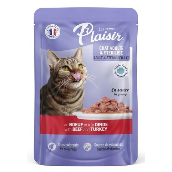 Plaisir cat 100g hovězí+krůtí kapsička