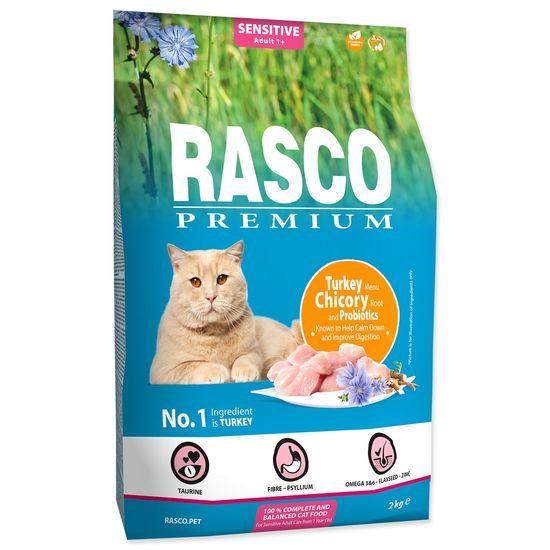 RASCO Premium Cat Kibbles Sensitive, Turkey, Chicory, Root Lactic acid bacteria
