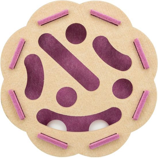Interaktivní hra pro kočky Hole'n'Roll – květina, ø 30 × 7.5 cm, filc, růžová/béžová