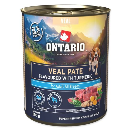 Konzerva Ontario Adult telecí pate s příchutí kurkumy 800g
