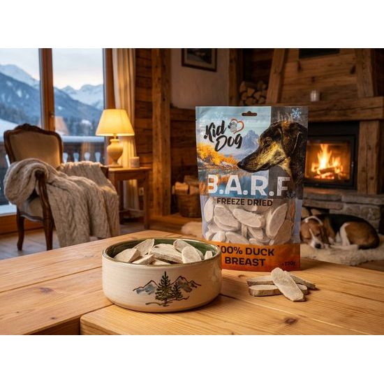 KIDDOG B.A.R.F. 100 % Duck Breast freeze dried - čisté maso sušené mrazem 220 g