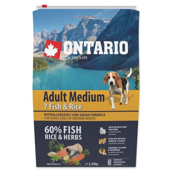 ONTARIO Dog Adult Medium Fish & Rice