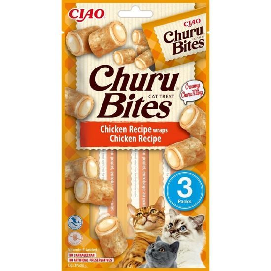 Churu Cat Bites Chicken wraps&Chicken Purée 3x10g