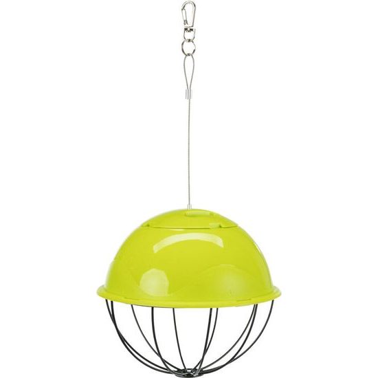 Závěsný míč na potravu napůl plastový/pletivo 16 cm