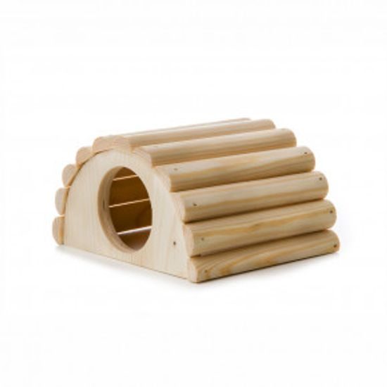 Dřevěný domek iglú z masivu pro křečky, 15×14×9 cm