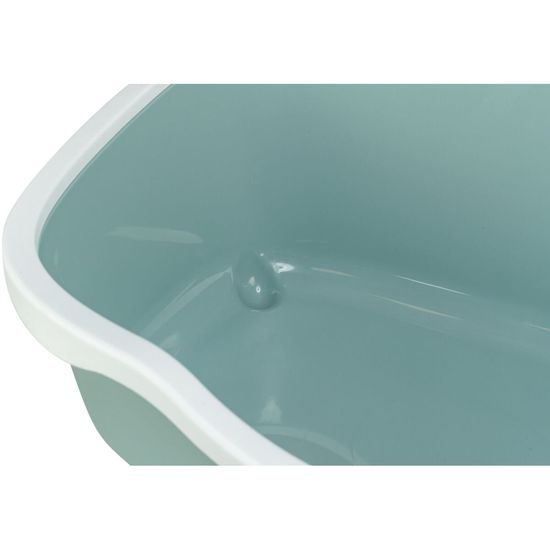 Toaleta pro kočky DAVIO, s okrajem, 56 x 26 x 39 cm, zelená/bílá