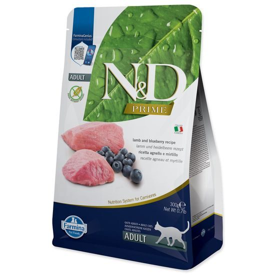 KRMIVO N&D PRIME CAT LAMB & BLUEBERRY ADULT 300G
