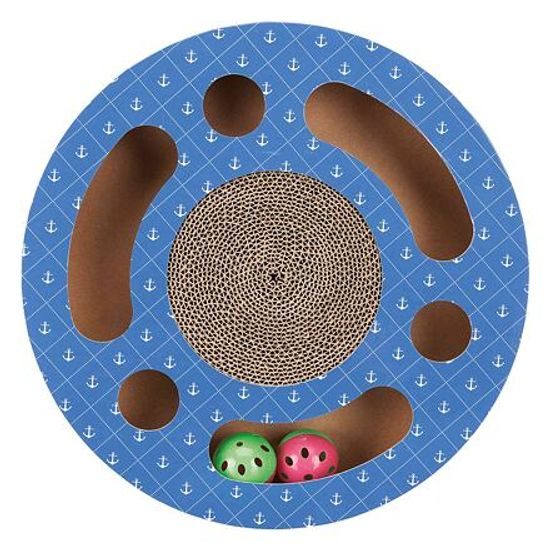 Škrabací bubínek s hračkami 33 cm modrý