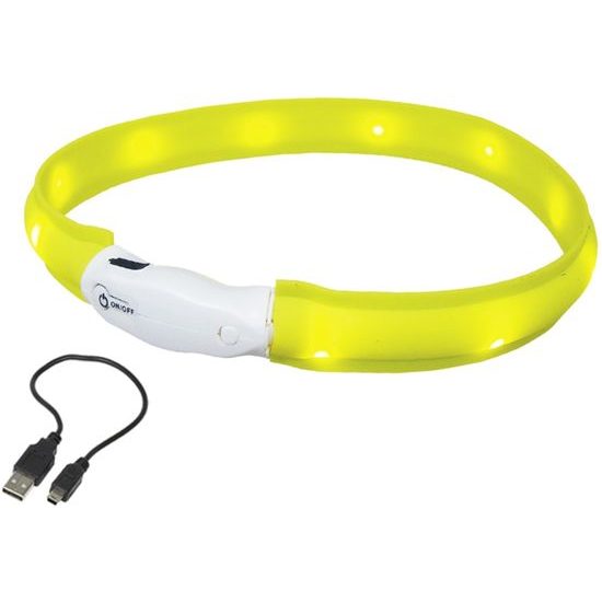 Nobby LED plochý svítící obojek pro psy žlutý S 40cm