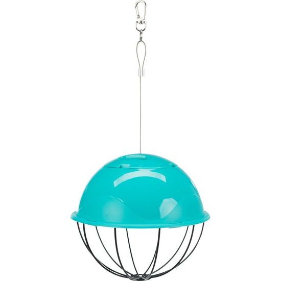Závěsný míč na potravu napůl plastový/pletivo 16 cm