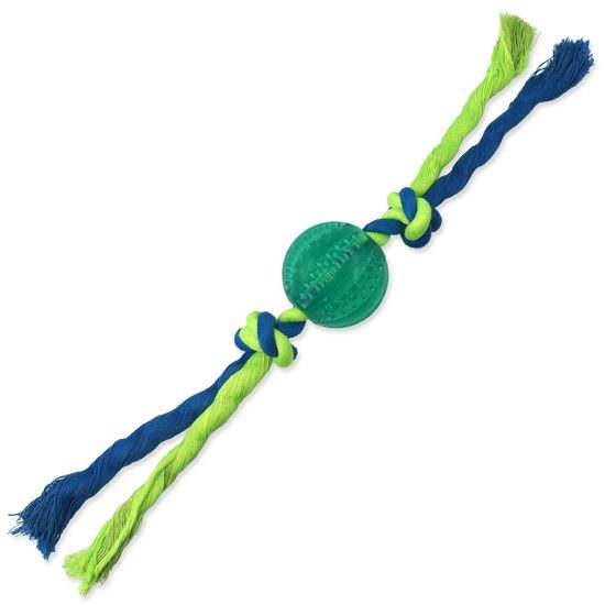 Hračka DOG FANTASY DENTAL MINT míček s provazem zelený 5 x 22 cm
