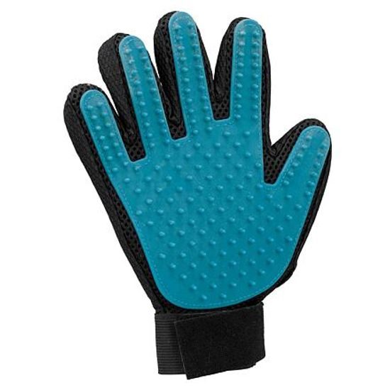 Pečující masážní rukavice černo/modrá 16 x 24 cm