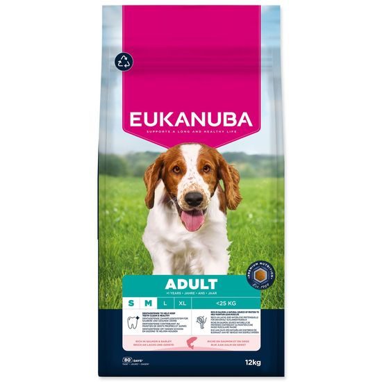 Krmivo EUKANUBA Adult Small and Medium rich in salmon and barley 12kg