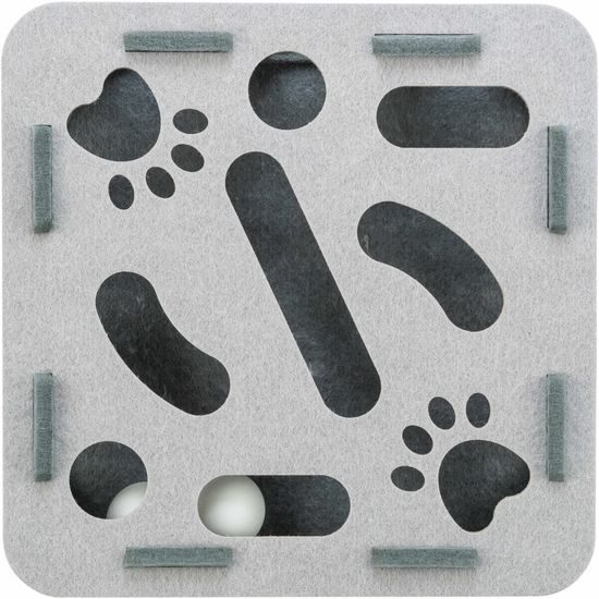 Interaktivní hra pro kočky Hole'n'Roll – box, ø 30 × 7.5 cm, filc, šedá