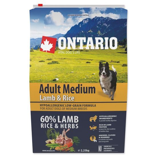 ONTARIO Dog Adult Medium Lamb & Rice