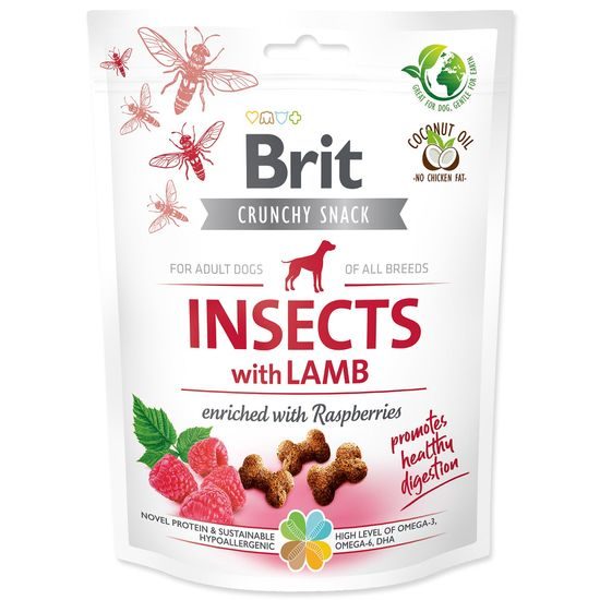 Brit Care Dog Crunchy Cracker. Insects with Lamb enriched with Raspberries, 200 g