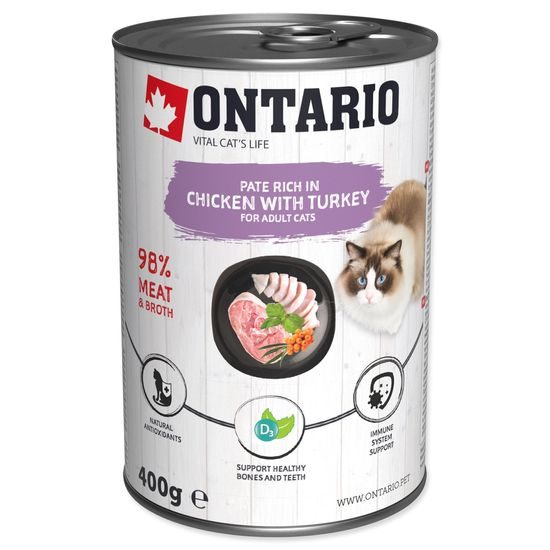 Konzerva ONTARIO Chicken with Turkey flavoured with Sea Buckthorn