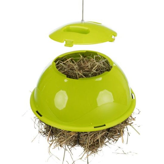 Závěsný míč na potravu napůl plastový/pletivo 16 cm