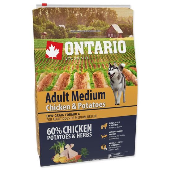 ONTARIO Dog Adult Medium Chicken & Potatoes & Herbs
