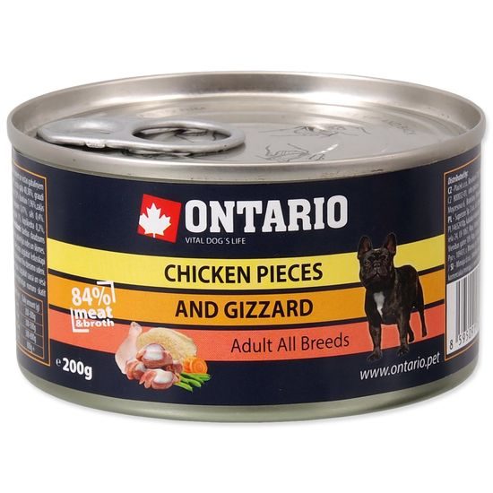 Konzerva ONTARIO Dog Chicken Pieces + Gizzard