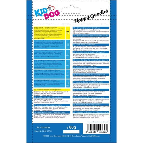 KIDDOG kuřecí mince z kuřecích prsou 80 g