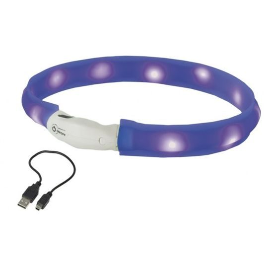 Nobby LED plochý svítící obojek pro psy modrý M 55cm