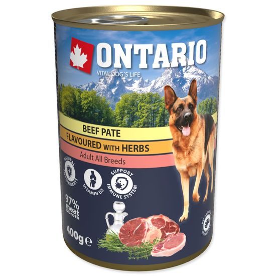 Konzerva ONTARIO Dog Beef Pate Flavoured with Herbs