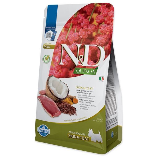 KRMIVO N&D QUINOA DOG SKIN&COAT, DUCK, COCONUT ADULT MINI 800 GR