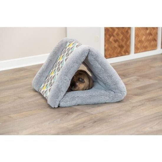 Plyšový stan/jeskyňka SUNNY pro králíčky, morčata, 44 x 33 x 40 cm, šedá