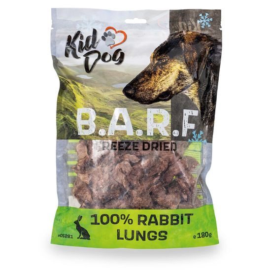 KIDDOG B.A.R.F. 100 % Rabbit Lungs freeze dried - králičí plíce sušené mrazem 180 g