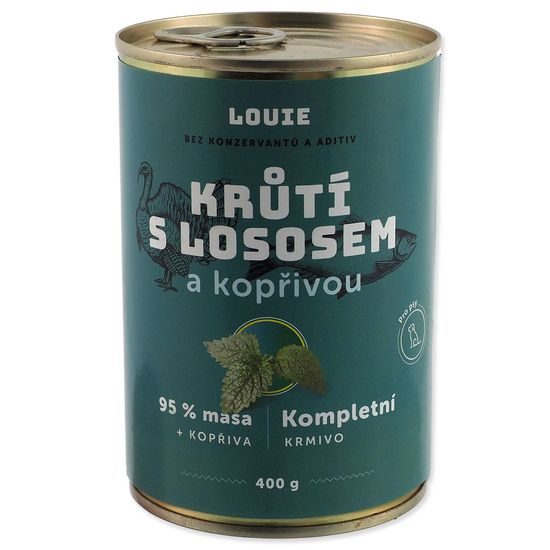 Konzerva LOUIE krůtí s lososem a kopřivou 400g