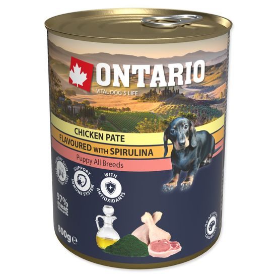 Konzerva ONTARIO Puppy Chicken Pate Flavoured With Spirulina And Salmon Oil