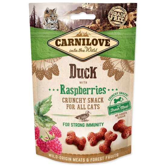 CARNILOVE Cat Crunchy Snack Duck with Raspberries with fresh meat