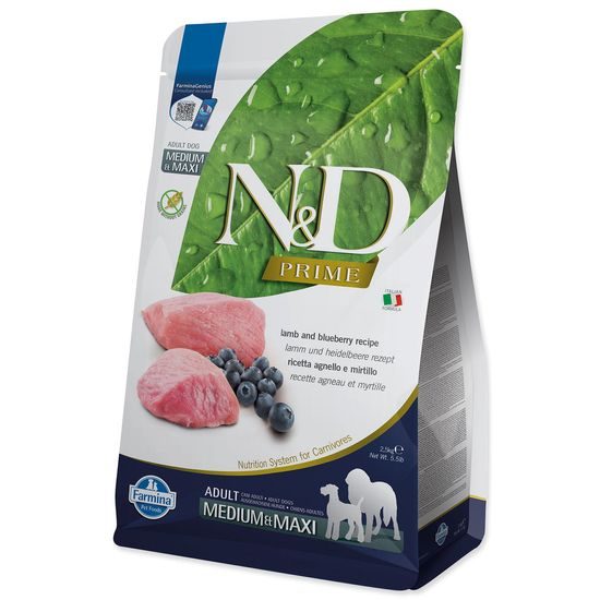 KRMIVO N&D PRIME DOG LAMB AND BLUEBERRY ADULT MEDIUM & MAXI 2.5KG