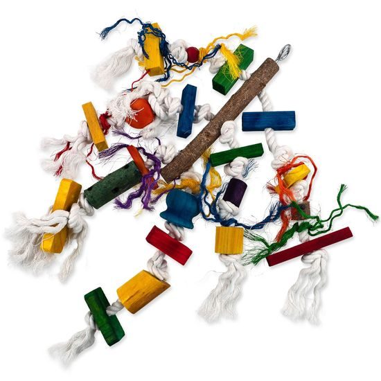 Hračka BIRD JEWEL pletenec závěsná dřevo - provaz 40 cm