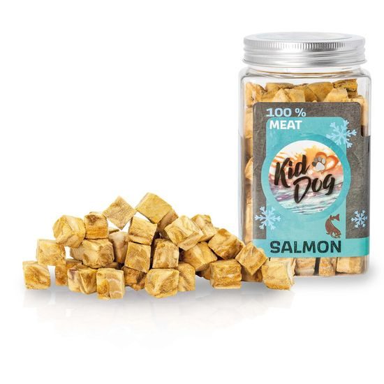 KIDDOG Super Premium 100% freeze dried SALMON CUBES - čisté maso z lososa, sušené mrazem 80 g