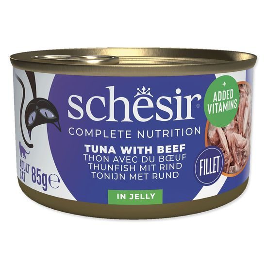 Konzerva SCHESIR Cat tuňák + hovězí v želé 85g